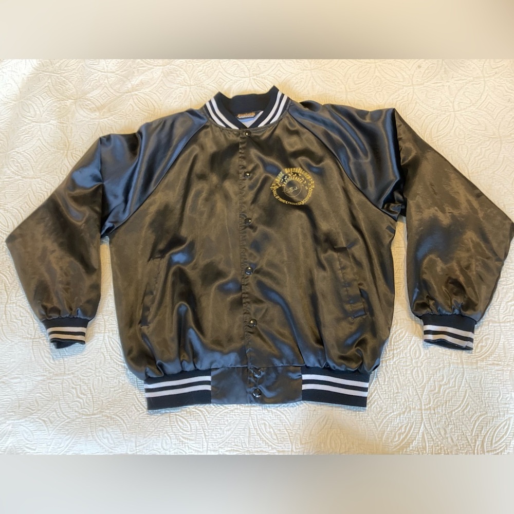 Ultra-rare Vintage Black Bomber Jacket, New Orleans musician Dave Bartholomew XL